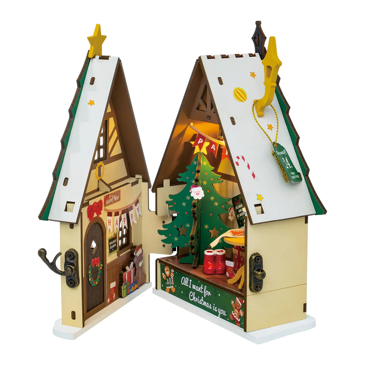 Rolife Twinkling Christmas House DIY Miniature Dollhouse Kit