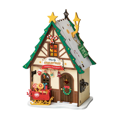 Rolife Twinkling Christmas House DIY Miniature Dollhouse Kit