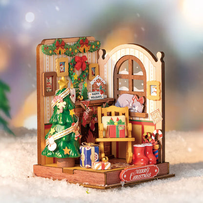 Rolife Christmas Fireplace DIY Miniature Dollhouse Kit