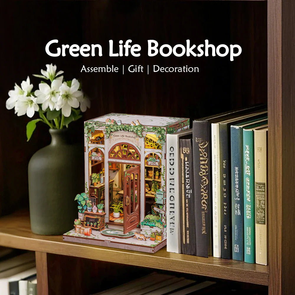 CUTEBEE Green Life Bookshop DIY Book Nook Kit