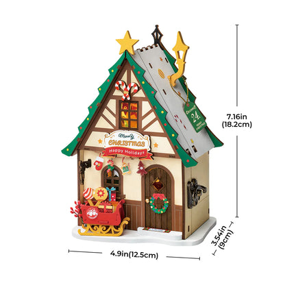 Rolife Twinkling Christmas House DIY Miniature Dollhouse Kit