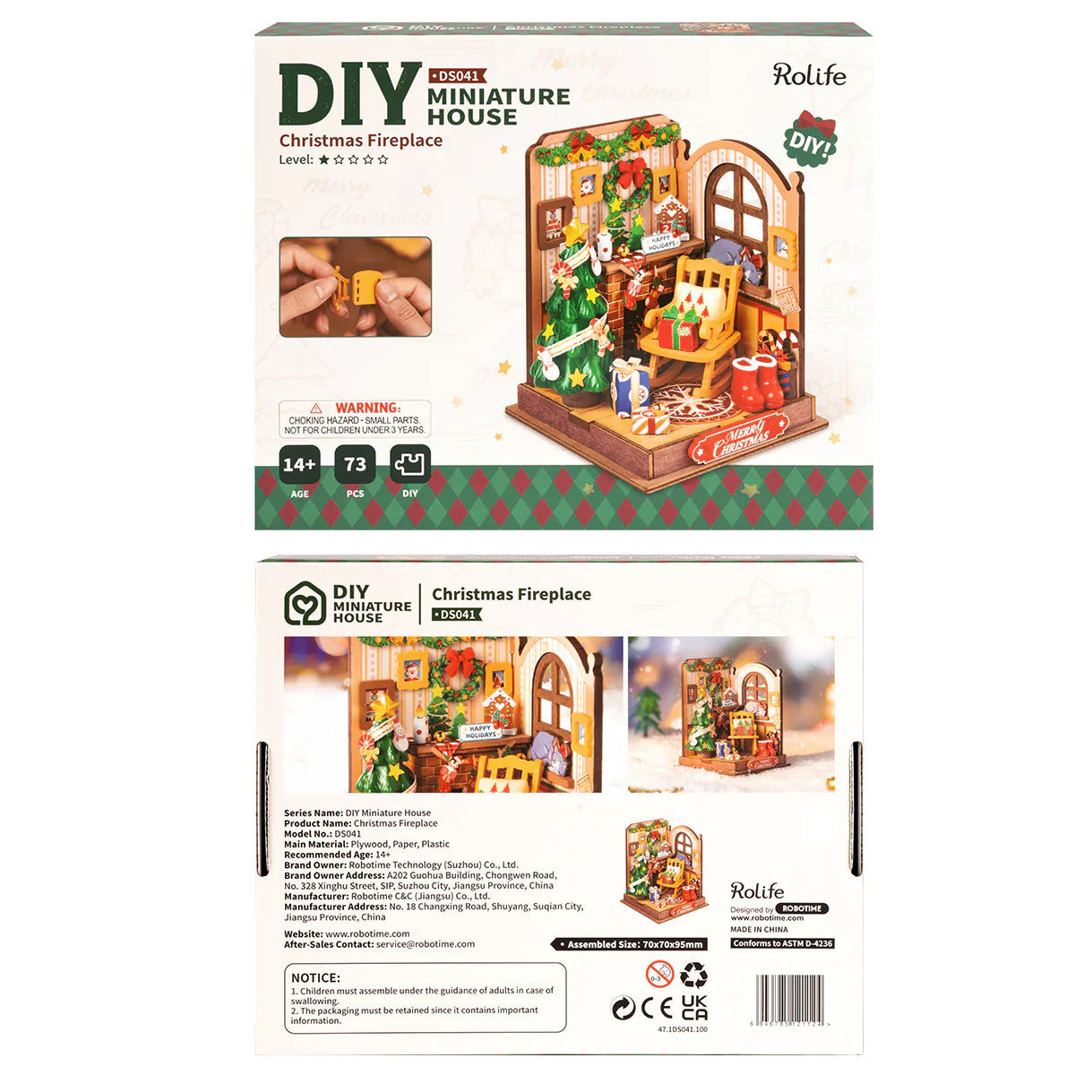 Rolife Christmas Fireplace DIY Miniature Dollhouse Kit