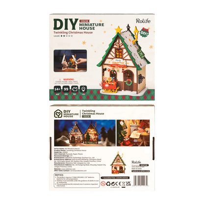 Rolife Twinkling Christmas House DIY Miniature Dollhouse Kit