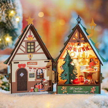 Rolife Twinkling Christmas House DIY Miniature Dollhouse Kit