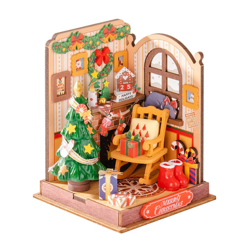 Rolife Christmas Fireplace DIY Miniature Dollhouse Kit