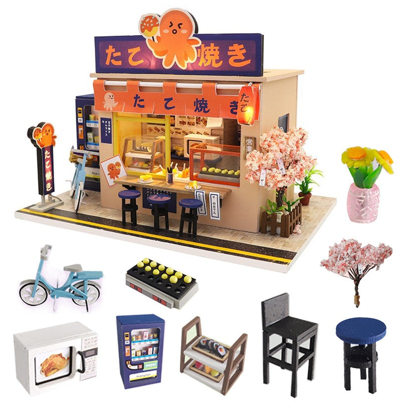 Japanese Style Street Food  Snack Bar DIY Dollhouse Kit