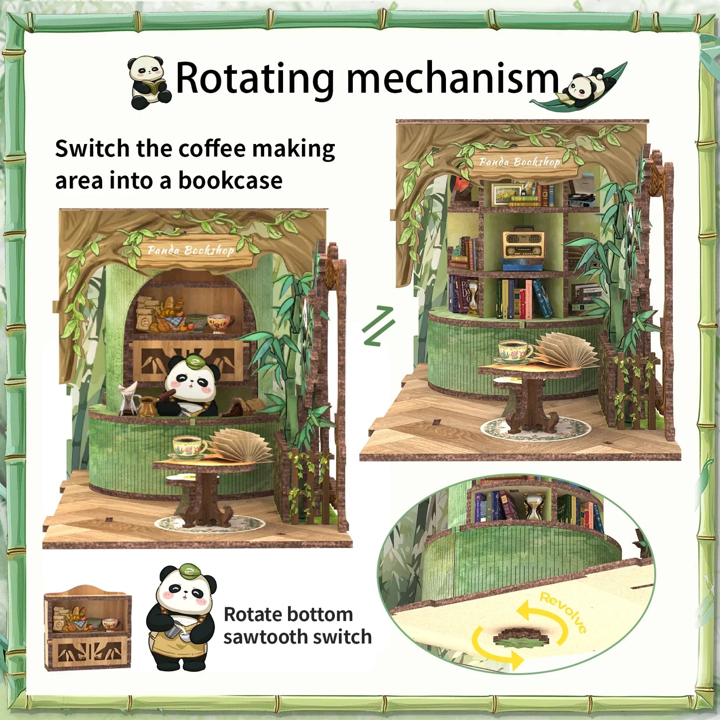 CUTEBEE Panda Bookshop DIY Book Nook Kit