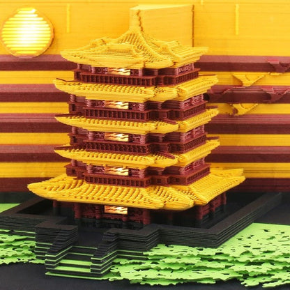 Net-red-three-dimensional-paper-carving-Yellow-Crane-Tower-note-book-Chinese-style-building-decoration-3D-4