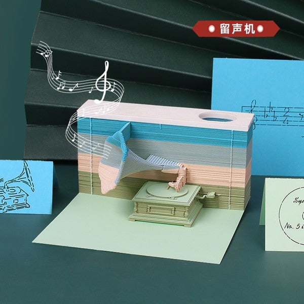 New-Creative-Gift-Paper-Crafts-164-Sheets-Paper-Cut-Phonograph-Shaped-Tear-Off-Notepad-For-Table-4