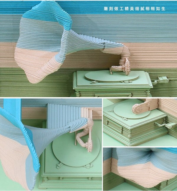 New-Creative-Gift-Paper-Crafts-164-Sheets-Paper-Cut-Phonograph-Shaped-Tear-Off-Notepad-For-Table-5