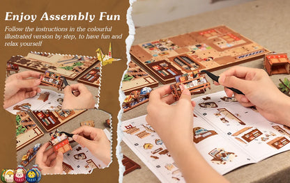 CuteBee Cutebee Miniature Bookshelf Insert Wooden DIY Book Nook Kit DIY kit product photo 7