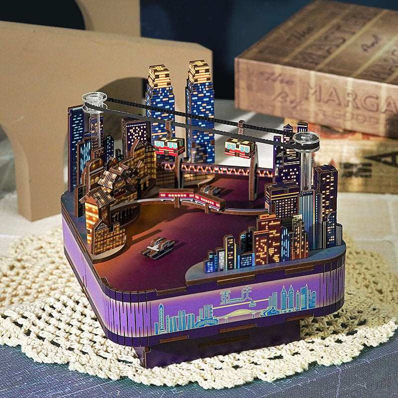 DIY Wooden New City Street View Music Box - Mycutebee