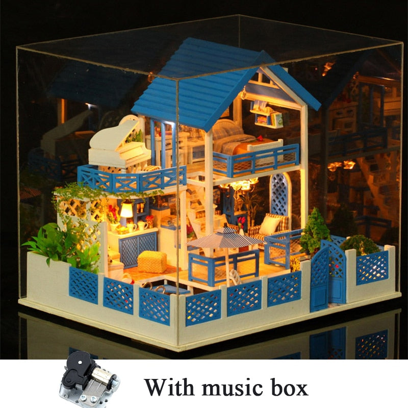 Blue Mediterranean K009 DIY Miniature Villa - Mycutebee