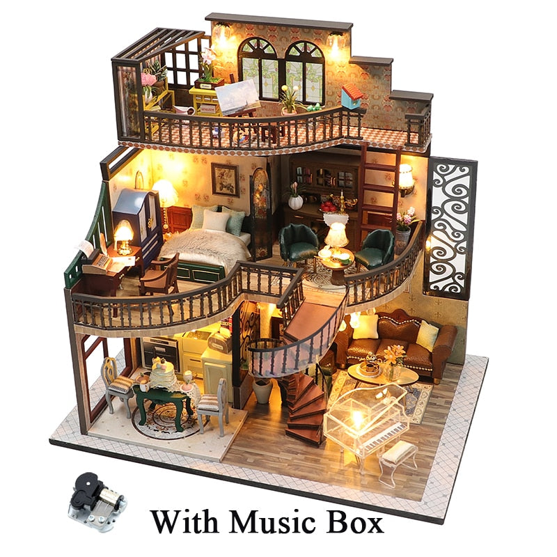 Modern Loft European DIY Wooden Doll House M2132 - Mycutebee