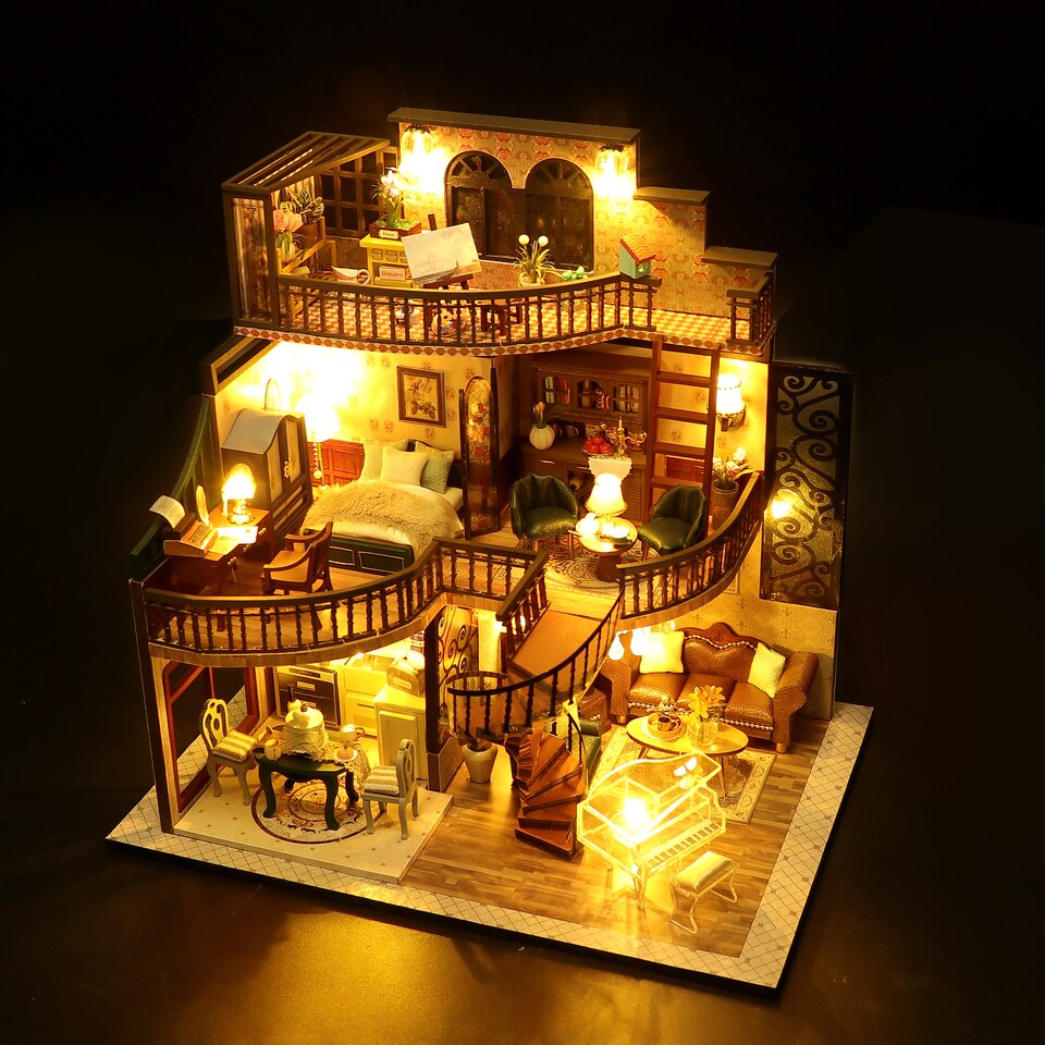 Modern Loft European DIY Wooden Doll House M2132 - Mycutebee