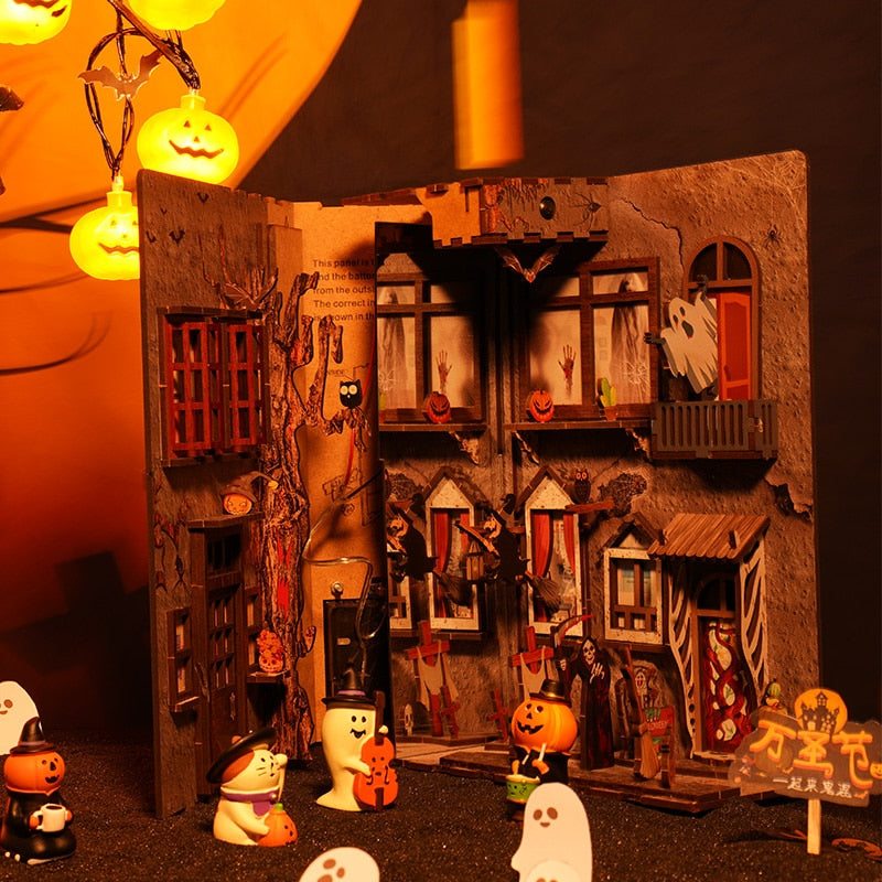 Halloween Spooky Alley DIY Wooden Book Nook Kit