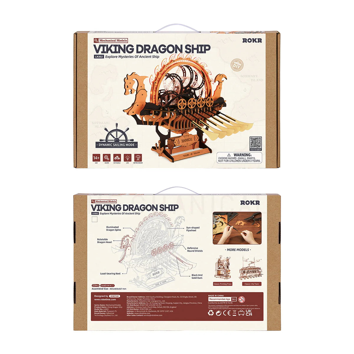 Robotime Rokr Viking Dragon Ship DIY Mechanical Model