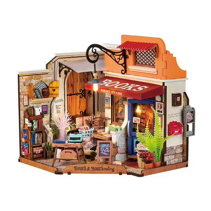 Robotime Rolife Corner Bookstore DIY Dollhouse Kit