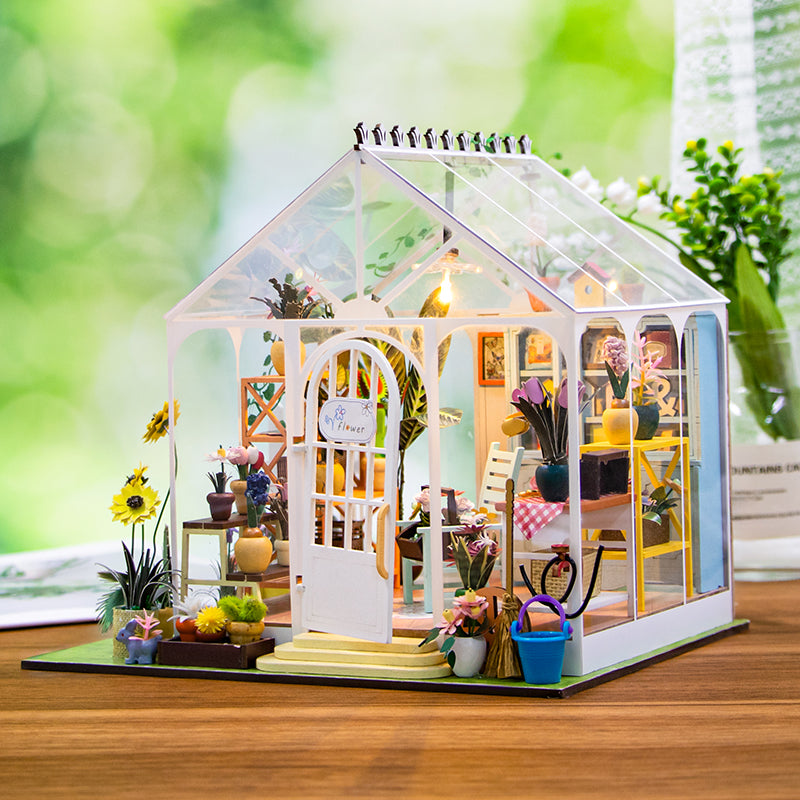 Sunshine Greenhouse Flower Garden House DIY Dollhouse Kit