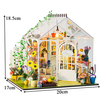 Sunshine Greenhouse Flower Garden House DIY Dollhouse Kit