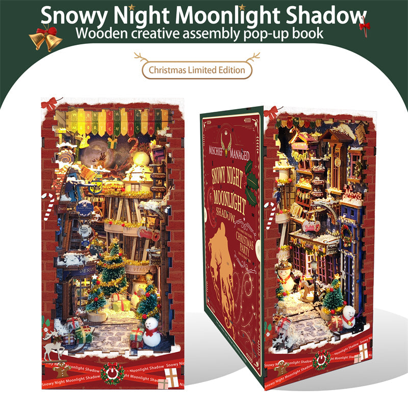 Snowy Night Moonlight Shadow DIY Book Nook Kit