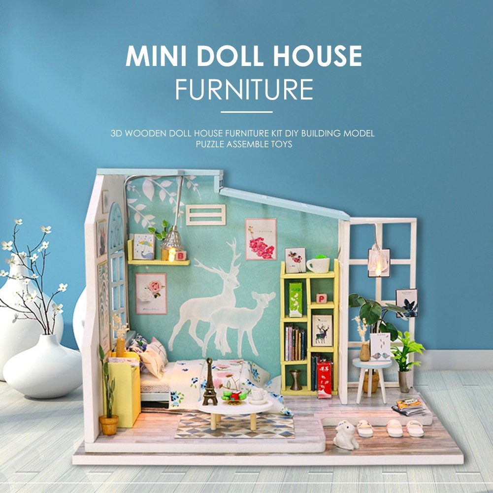  Spilay Dollhouse Miniature with Furniture,DIY Kit Mini