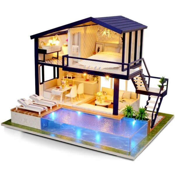Cutebee Diy Doll House Wooden Doll Houses Miniature Dollhouse Furniture Kit  With Led Toys For Children Christmas Gift(s2008a
