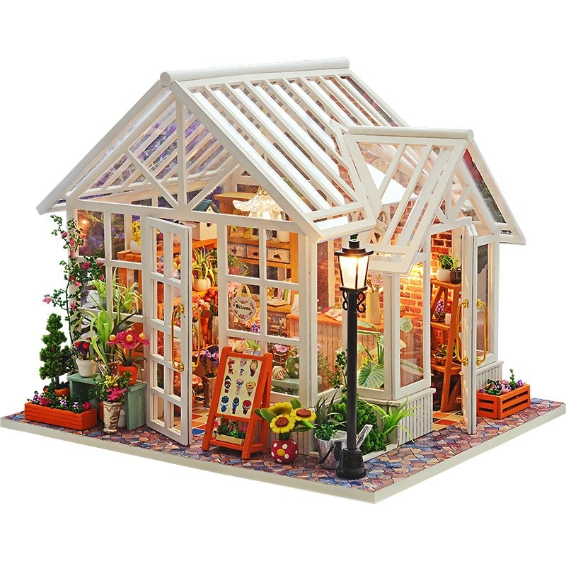 1: 24 DIY Miniature Dollhouse Kit Happy Times Shabby Chic Cottage Cabin  House with Light and Music Box Model Making Craft Supply -  France