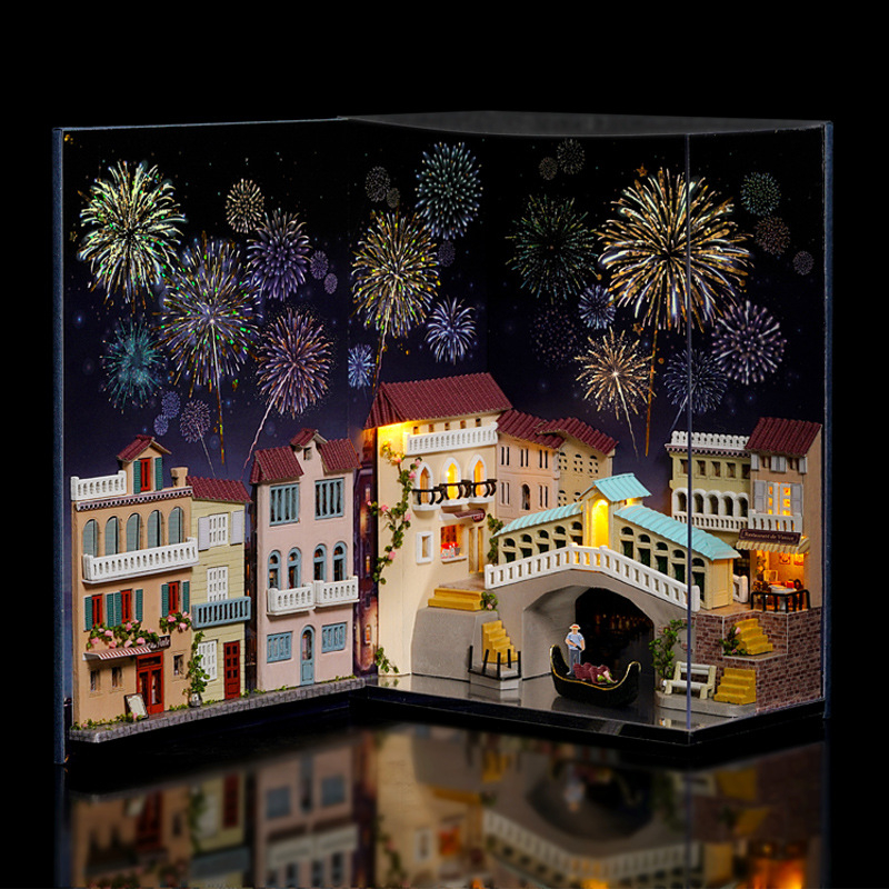Cutebee Journal of Venice Mini Book DIY Dollhouse Kit