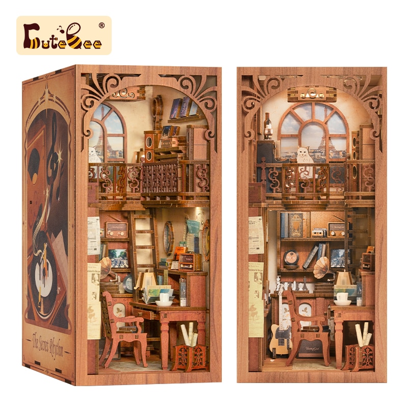 CUTEBEE Book Nook Kit DIY Miniature Book Nooks with Touch Light House Model  Building Adults for Decoration Gift (Secret Rhythm)