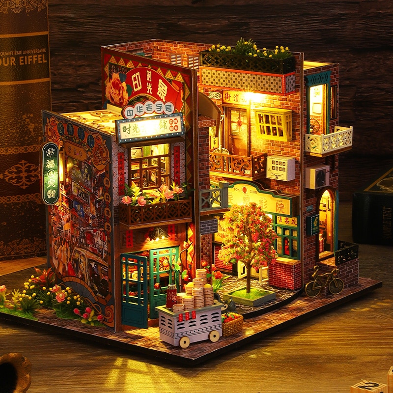 Chinese Street View ES010 DIY Wooden Book Nook - Cutebee Dollhouse