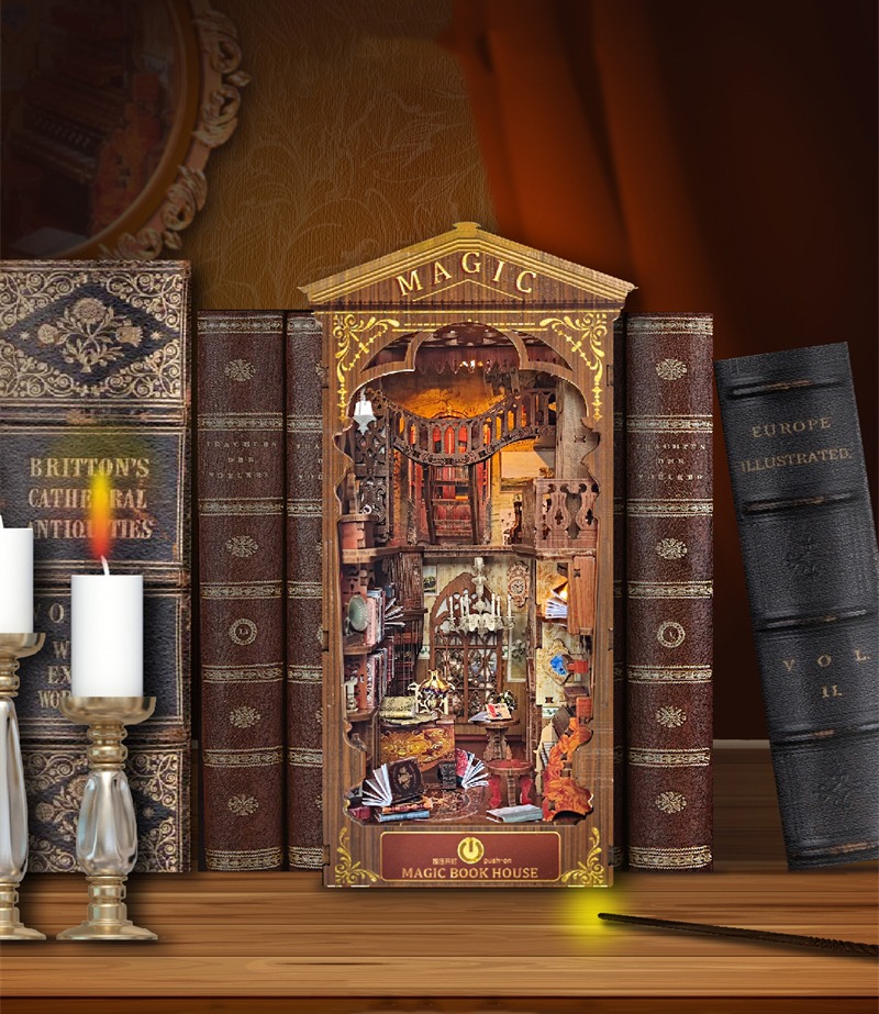 Magic Book House SQ06 DIY Wooden Book Nook - Cutebee Dollhouse
