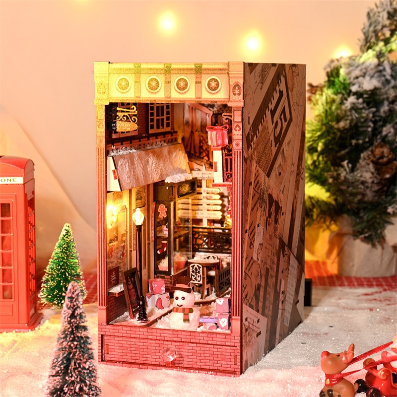 Christmas Crazy Night SL-12 DIY Wooden Book Nook - Cutebee Dollhouse