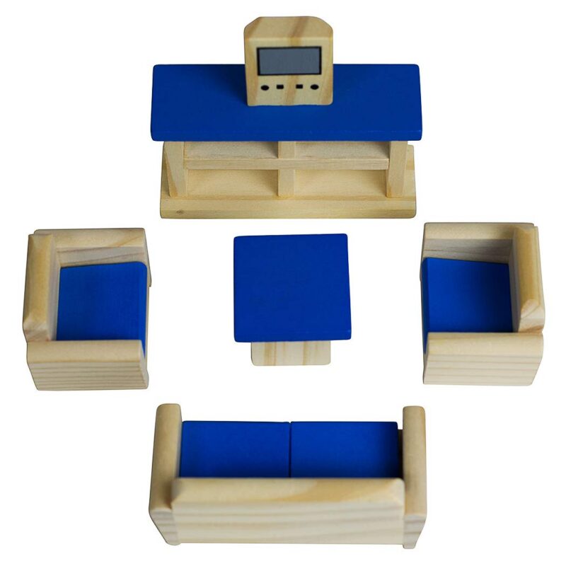 35-Piece 1:12 Wooden Dollhouse Furniture Set