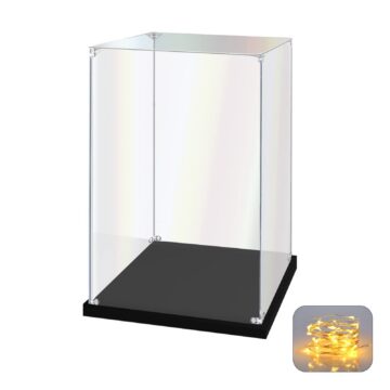 KOLIPI Acrylic Display Case for Collectibles Assemble Clear Acrylic Display Box for Lego Alternative Glass Case for Showcasing Figures Doll Toys Home Storage(6x6x10 inch, 15x15x25 cm)