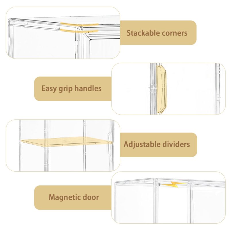 Stackable Acrylic Display Case with Adjustable Shelves