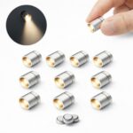 UDGFJDK Mini LED Lights 10 Pack, Battery Powered Spot Lamps with Batteries, Micro Lights for DIY Crafts, Models, Display Case, Decorative Lighting,Warm White