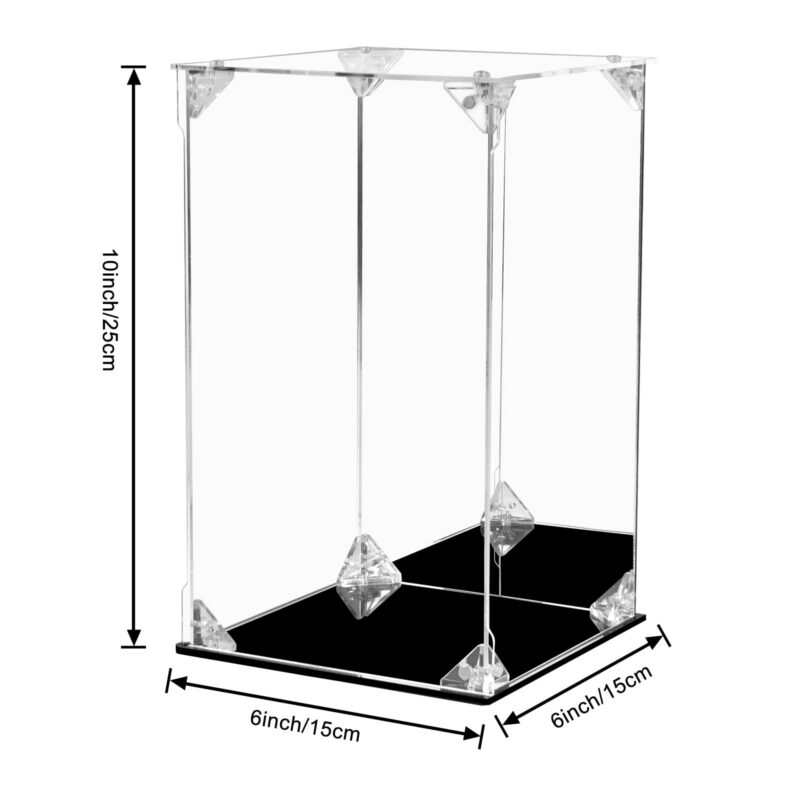 Clear Acrylic Display Case with Mirrored Back (6x6x10 in)