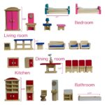 35-Piece 1:12 Wooden Dollhouse Furniture Set
