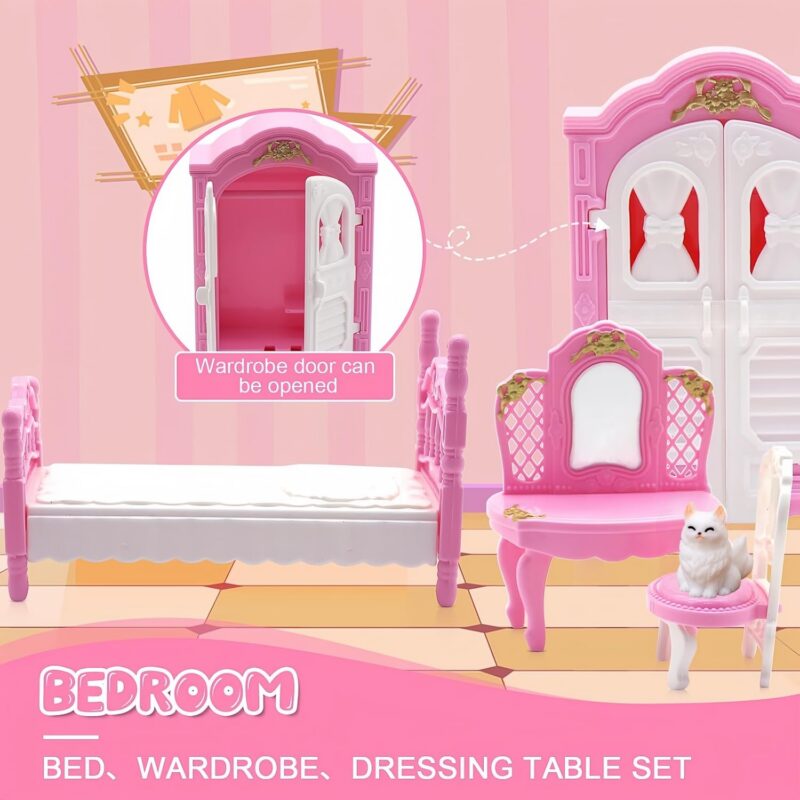 36-Piece Dollhouse Furniture Set (Pink)