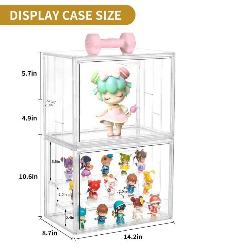 3-Layer Acrylic Display Case with Magnetic Door (2-Pack)