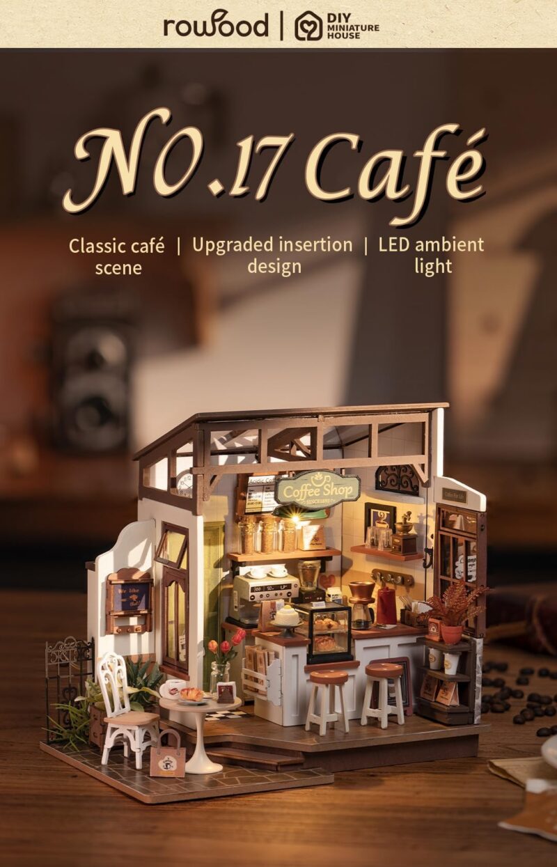 rowood No.17 Cafe DIY Miniature House Kit with LED