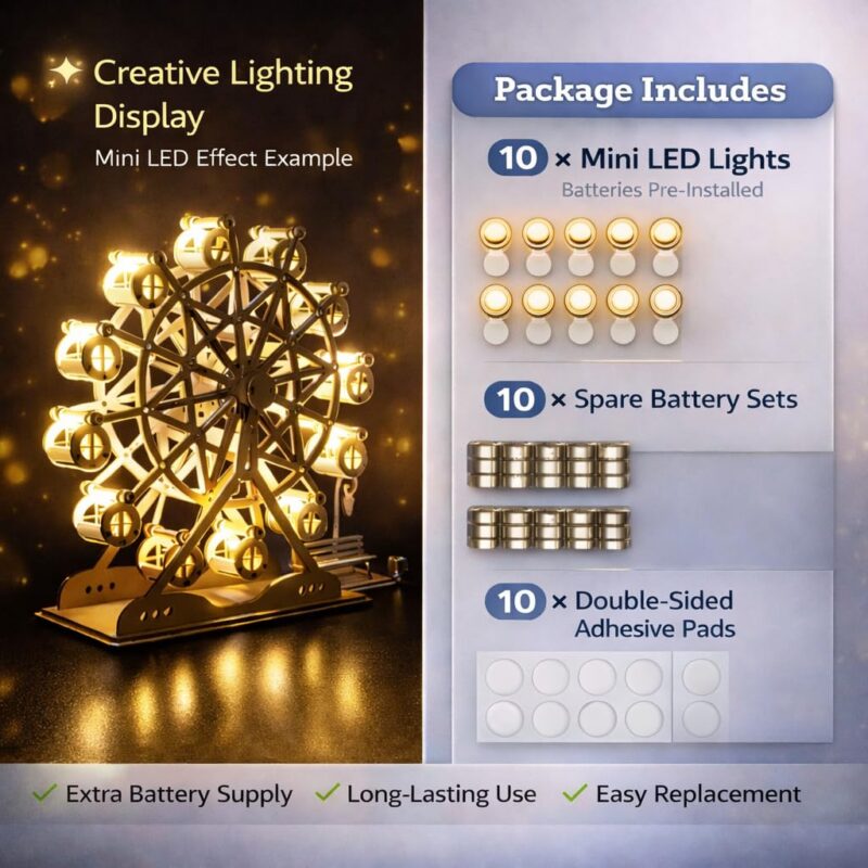 10-Pack Mini LED Spot Lights with Batteries (Warm White)