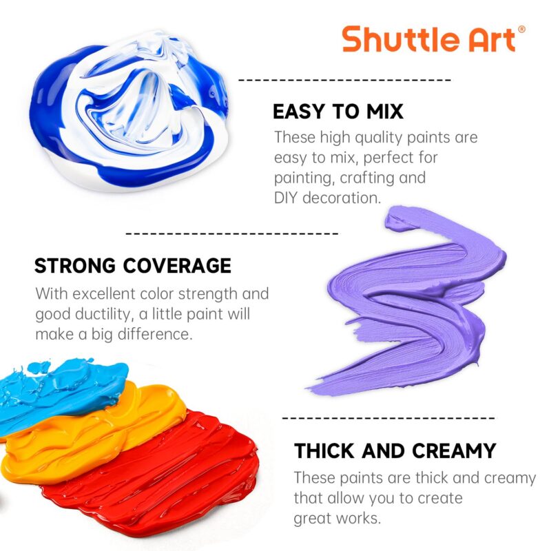 50-Color Acrylic Paint Set (60ml Bottles)