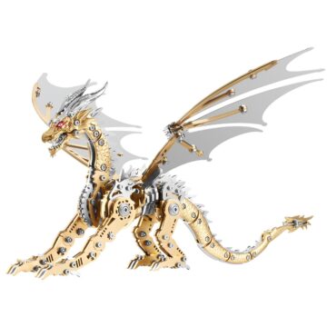 3D Metal Dragon Model Kit for Adults, Mechanical Pterosaur Puzzle, DIY Assembly Steel Model, Challenging Building Kit, Unique Gift for Men Desk Decor