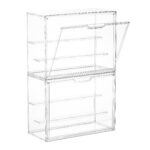Vtopmart 2 Pack Acrylic Display Case, Stackable Figure Display Case with Magnetic Door & Adjustable Shelves, Clear Collectibles Showcase for Action Figures, Miniatures, Models