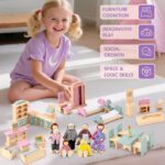 35-Piece 1:12 Dollhouse Furniture Set with Figures