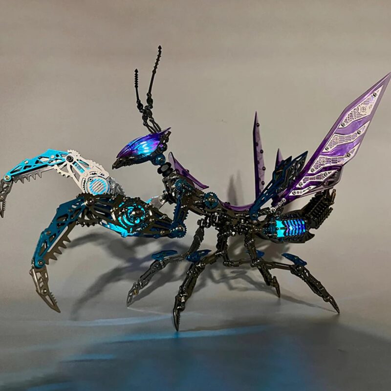 Metalkitor 3D Metal Puzzles for Adults, Giant Mantis Model Kit - Steampunk DIY Ornament - Assembly Jigsaw Crafts Brain Teaser - Perfect Room Decor and Gift Choice(1200+PCS, Purple)