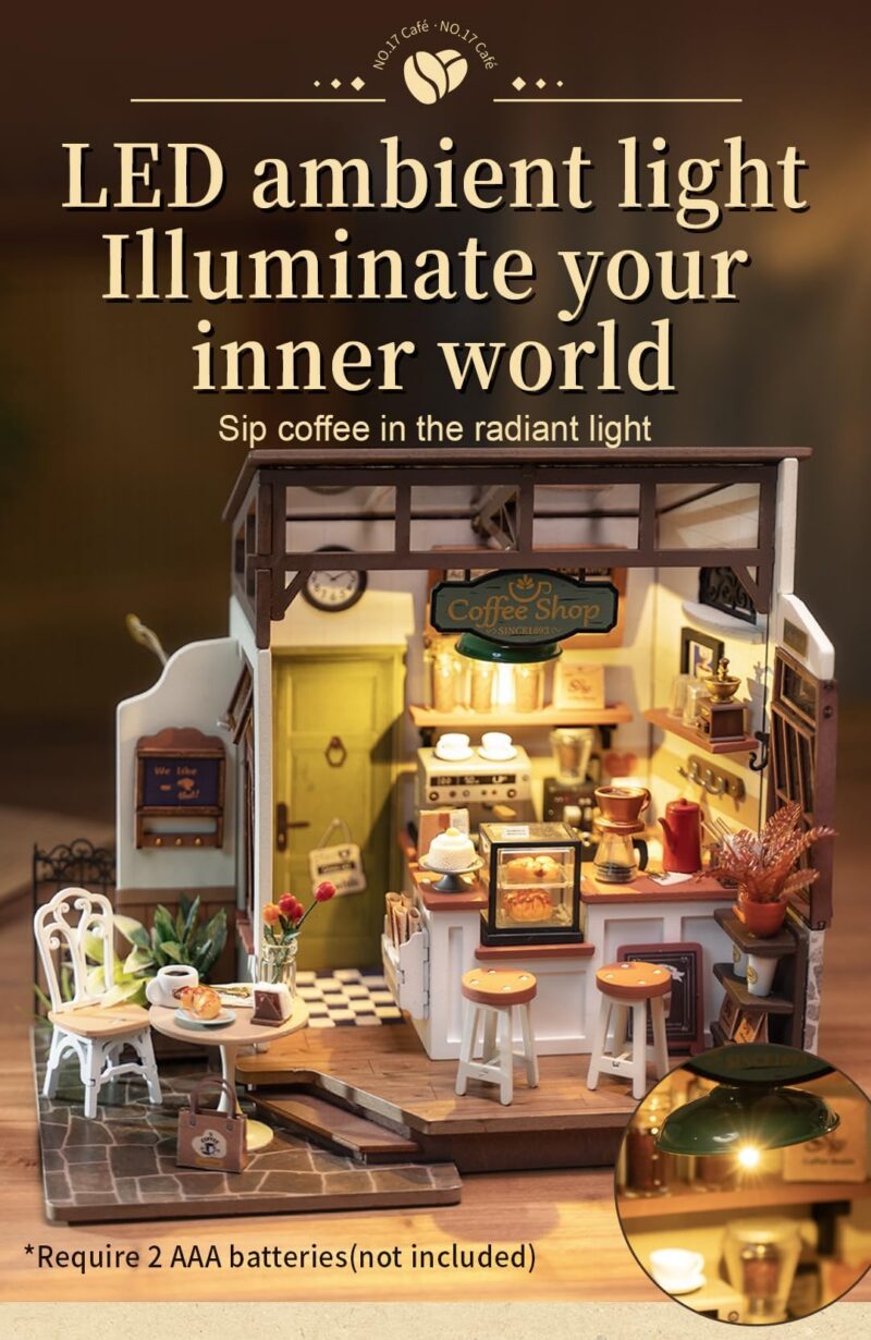 rowood No.17 Cafe DIY Miniature House Kit with LED