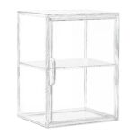 Attelite Acrylic Display Case for Collectibles, Clear Storage Bin with 3 Adjustable Layers, Stackable Storage Box with Magnetic Door for Figures, Home Office,Large,2 Tier Clear Storage Bin, 1Pack